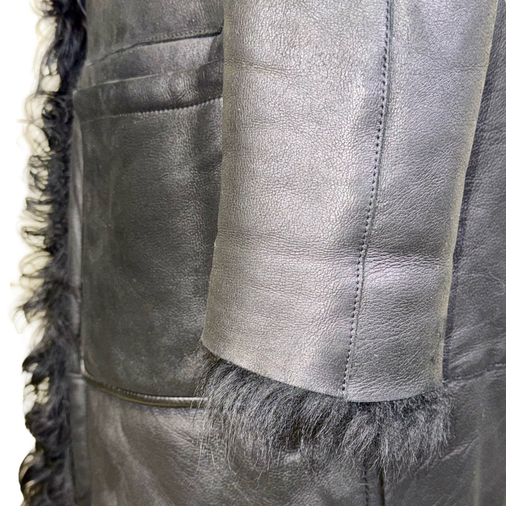 ROBERTO CAVALLI EXTRA LONG SHEARLING COAT IN BLACK - Picture 6 of 15